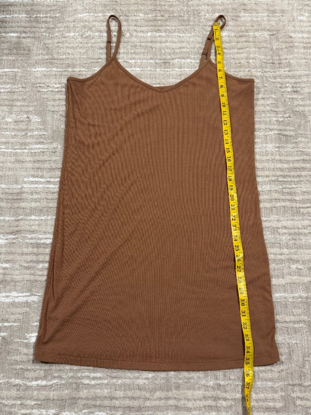 Stars Above Ribbed Tank Dress Tan Women's XL with Adjustable Straps EUC